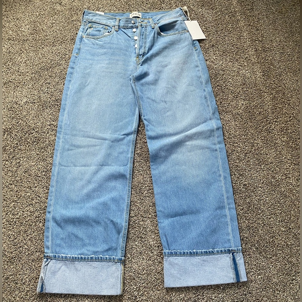 Etica high waisted wide leg cuffed jeans